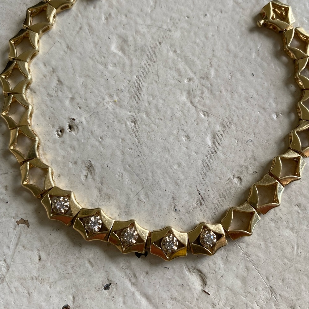 14k gold and diamond bracelet - Picture 8 of 11